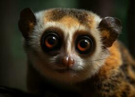 Loris monkey portrait created with Generative AI technology photo