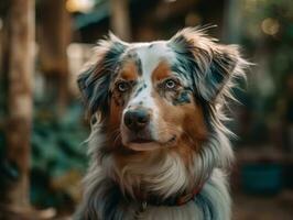 Australian Shepherd dog created with Generative AI technology photo