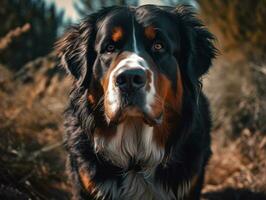 Bernese Mountain dog created with Generative AI technology photo