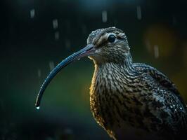 Curlew bird portrait created with Generative AI technology photo