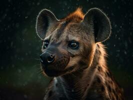 Hyena portrait created with Generative AI technology photo