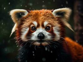 Red panda portrait created with Generative AI technology photo