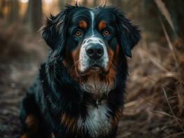 Bernese Mountain dog created with Generative AI technology photo