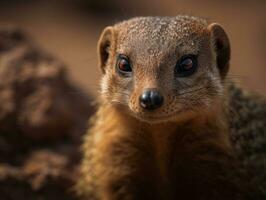 Mongoose portrait created with Generative AI technology photo