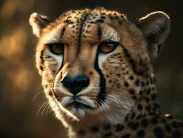 Cheetah portrait close up created with Generative AI technology photo