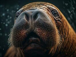 Walrus portrait created with Generative AI technology photo