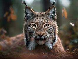 Lynx portrait close up created with Generative AI technology photo