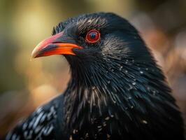 Chough bird portrait created with Generative AI technology photo