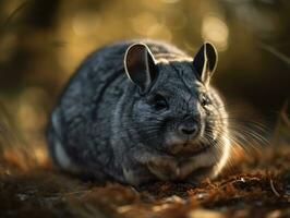 Chinchilla portrait created with Generative AI technology photo