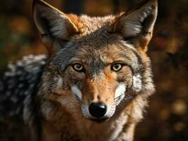 Coyote portrait created with Generative AI technology photo