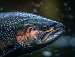 Salmon portrait created with Generative AI technology photo