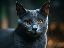Korat cat portrait close up created with Generative AI technology photo