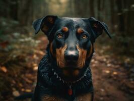 Beauceron dog created with Generative AI technology photo