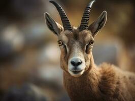 Ibex portrait created with Generative AI technology photo