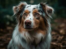 Australian Shepherd dog created with Generative AI technology photo