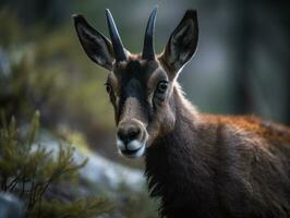 Chamois portrait created with Generative AI technology photo