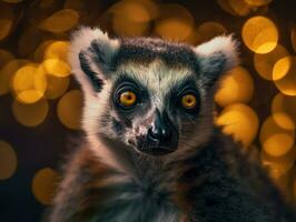 Lemur monkey portrait created with Generative AI technology photo