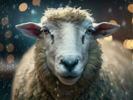 Sheep portrait created with Generative AI technology photo