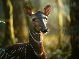 Okapi portrait created with Generative AI technology photo