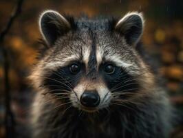 Racoon portrait created with Generative AI technology photo