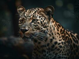 Leopard portrait close up created with Generative AI technology photo