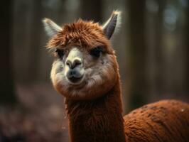 Alpaca portrait created with Generative AI technology photo