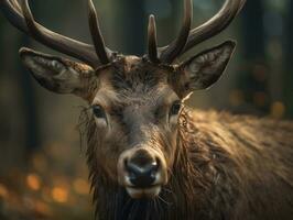 Elk portrait created with Generative AI technology photo