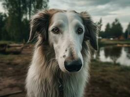 Borzoi dog created with Generative AI technology photo