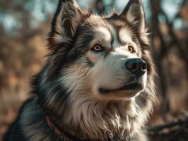 Alaskan Malamute dog created with Generative AI technology photo