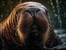 Walrus portrait created with Generative AI technology photo