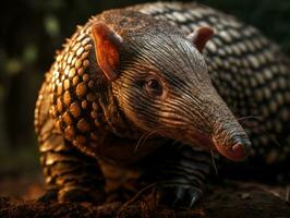 Armadillo portrait created with Generative AI technology photo