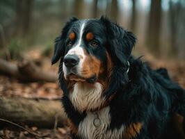 Bernese Mountain dog created with Generative AI technology photo