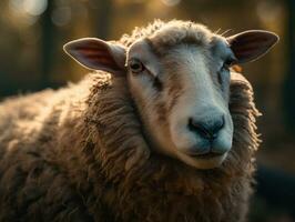 Sheep portrait created with Generative AI technology photo