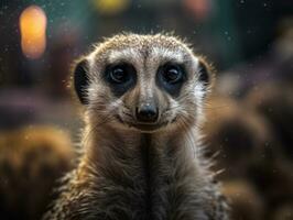 Meerkat portrait created with Generative AI technology photo
