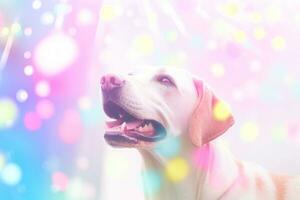 Close-up of cute dog with beautiful bokeh background, Generative AI illustration photo