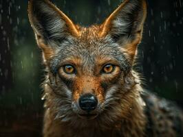 Jackal portrait created with Generative AI technology photo