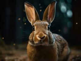 Rabbit portrait created with Generative AI technology photo