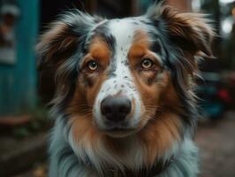 Australian Shepherd dog created with Generative AI technology photo