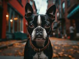 Boston Terrier dog created with Generative AI technology photo