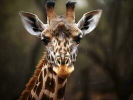 Giraffe portrait created with Generative AI technology photo