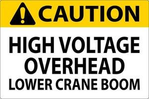 Caution Sign High Voltage Overhead, Lower Crane Boom vector
