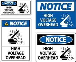 Notice Sign High Voltage Overhead vector