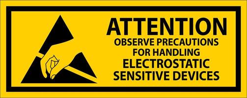 Anti-Static Labels Attention Observe Precautions for Handling vector