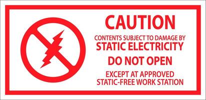 Fluorescent Red Anti-Static Labels Caution Do Not Open vector