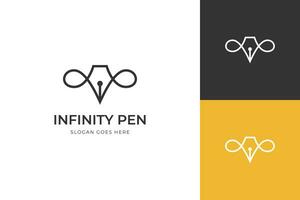 line pen logo symbol with infinity design concept for notary, writer logo icon design art vector