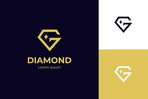 luxury diamond with letter G elegant logo icon design concept for gem, jewelry shop business identity logo vector