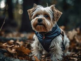 Biewer Terrier dog created with Generative AI technology photo