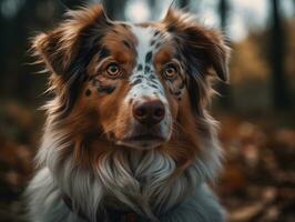 Australian Shepherd dog created with Generative AI technology photo