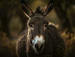 Donkey portrait created with Generative AI technology photo