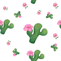 cut out Cute green Mexican cactus seamless pattern on transparent background. Succulent clipart for scrapbooking, cards, prints about nature, deserts,  for packaging paper, fabrics, wrapping gifts png
